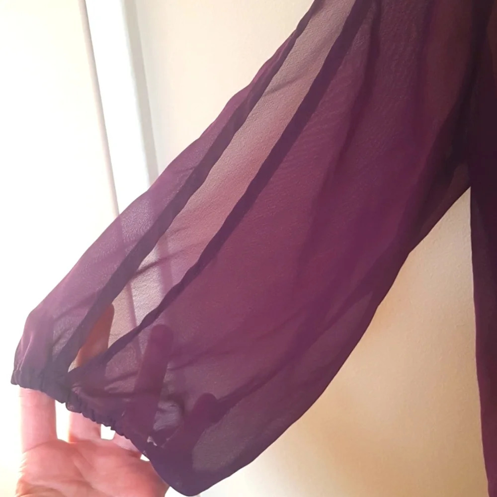 Sheer Purple Open Back Blouse - Picture 4 of 5